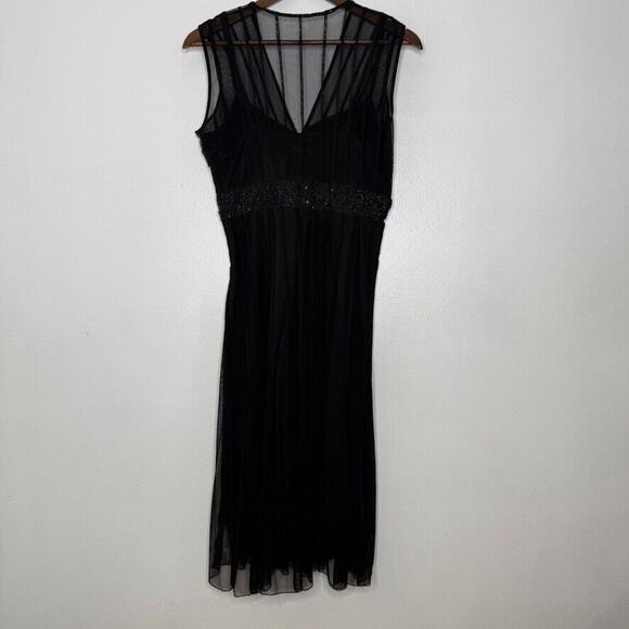 ICE Size 4 Black Mesh Cocktail Dress Vintage Gatsby Glam Fairy Whimsy Goth Y2K - Picture 8 of 10